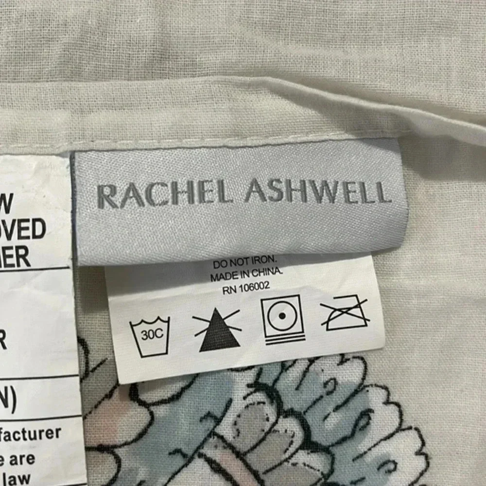 Rachel Ashwell Quilted‎ Pillow Covers Paisley Floral Blue White Size 21x37 Set
